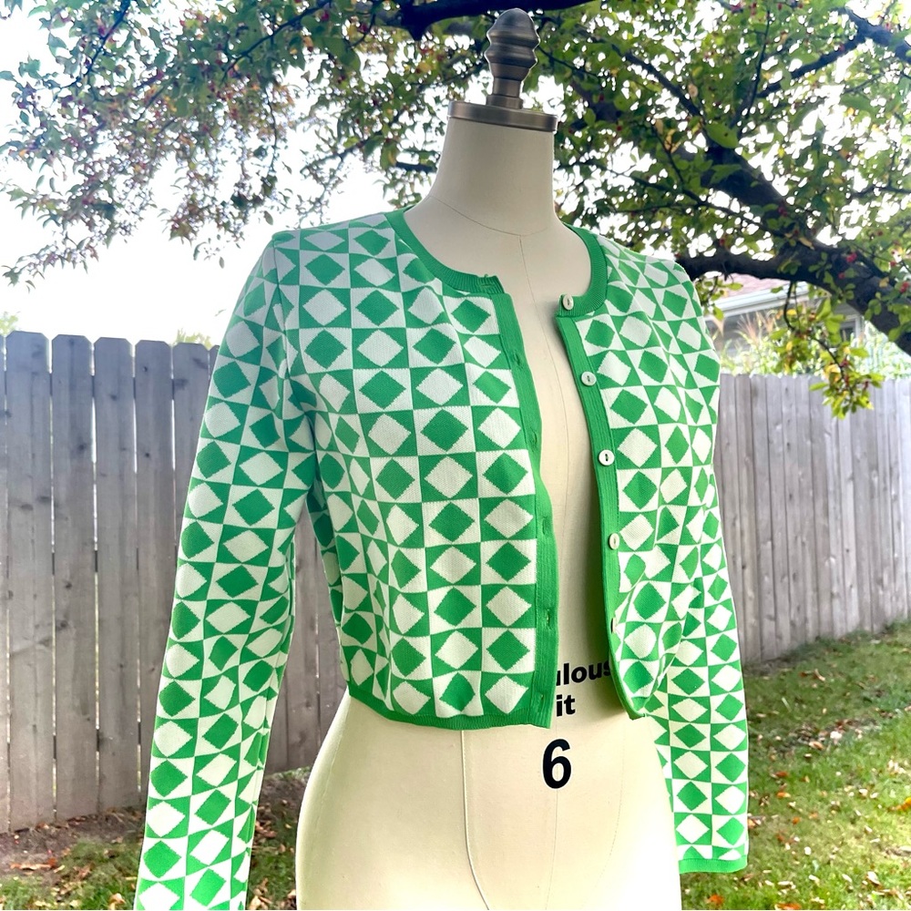 Checker Cropped Cardigan
